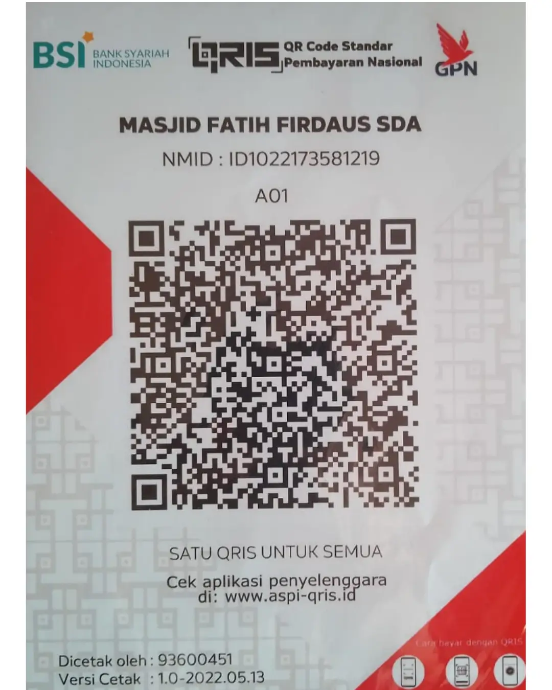 QRIS Sedekah Subuh Masjid Fatih Firdaus